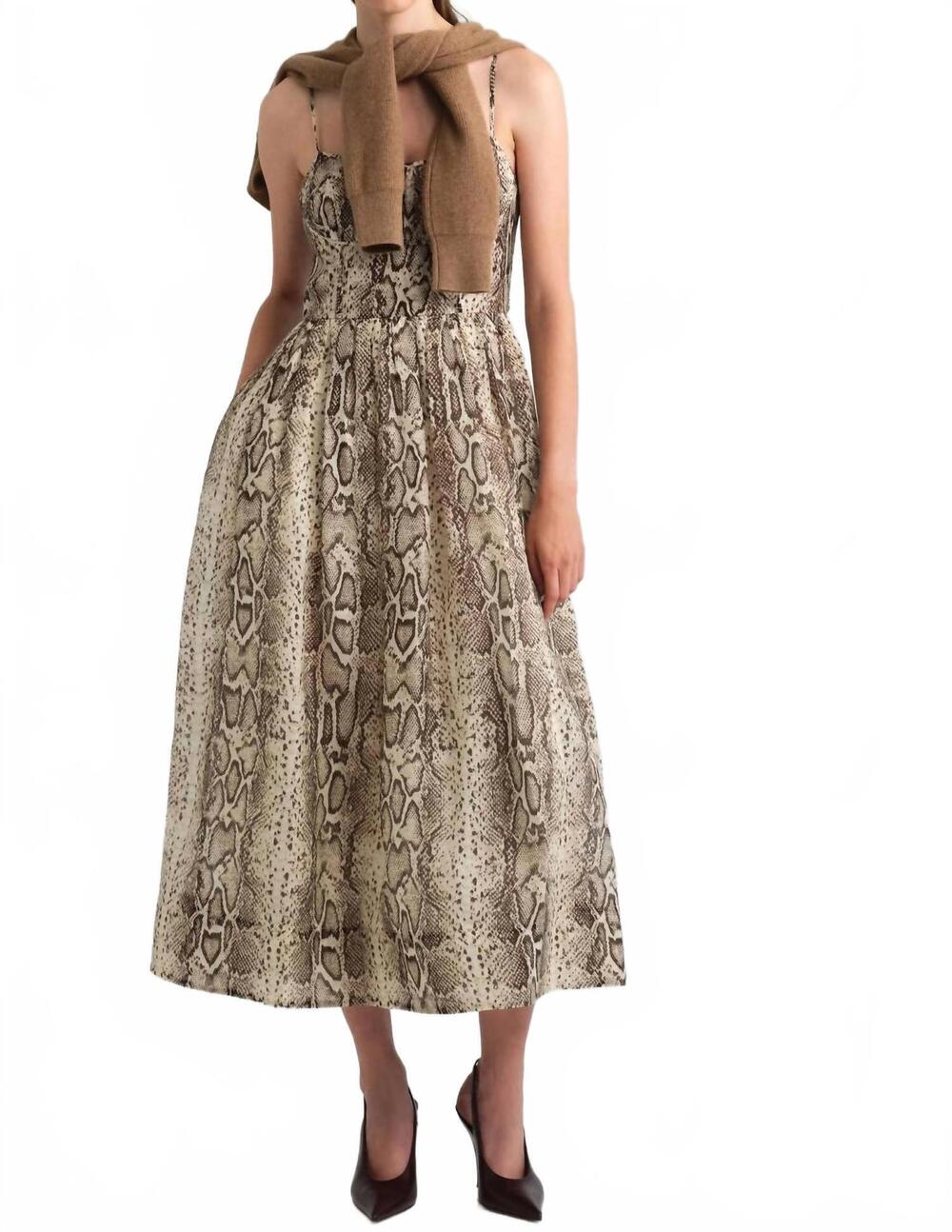 NEW CARA CARA alba midi dress in classic snake grey